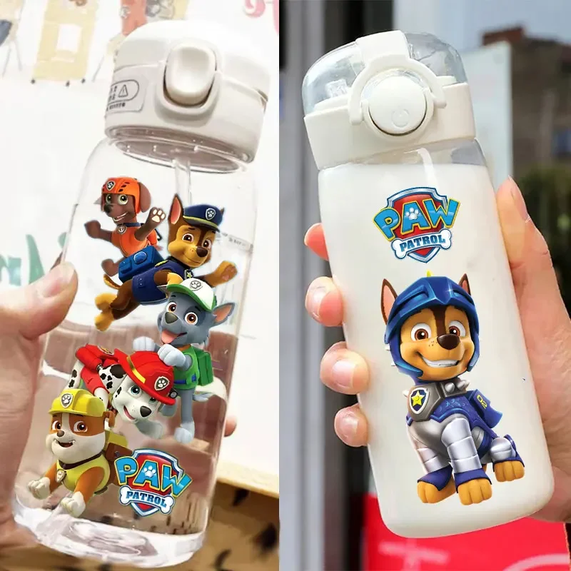 PAW Patrol Straw Cup Bottles 600ml 400ML Cute Dog Captain Ryder Transparent Plastic Anti Drop Water Bottle for Children Students