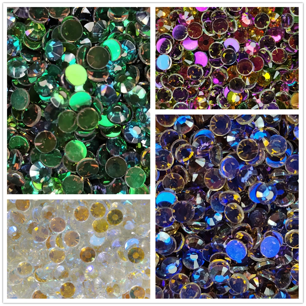 AAAA+ Quality Aurora Crystal AB FlatBack Non Hotfix Rhinestones Sewing Fabric Garment Glue On Rhinestone 3D Nail Art Strass