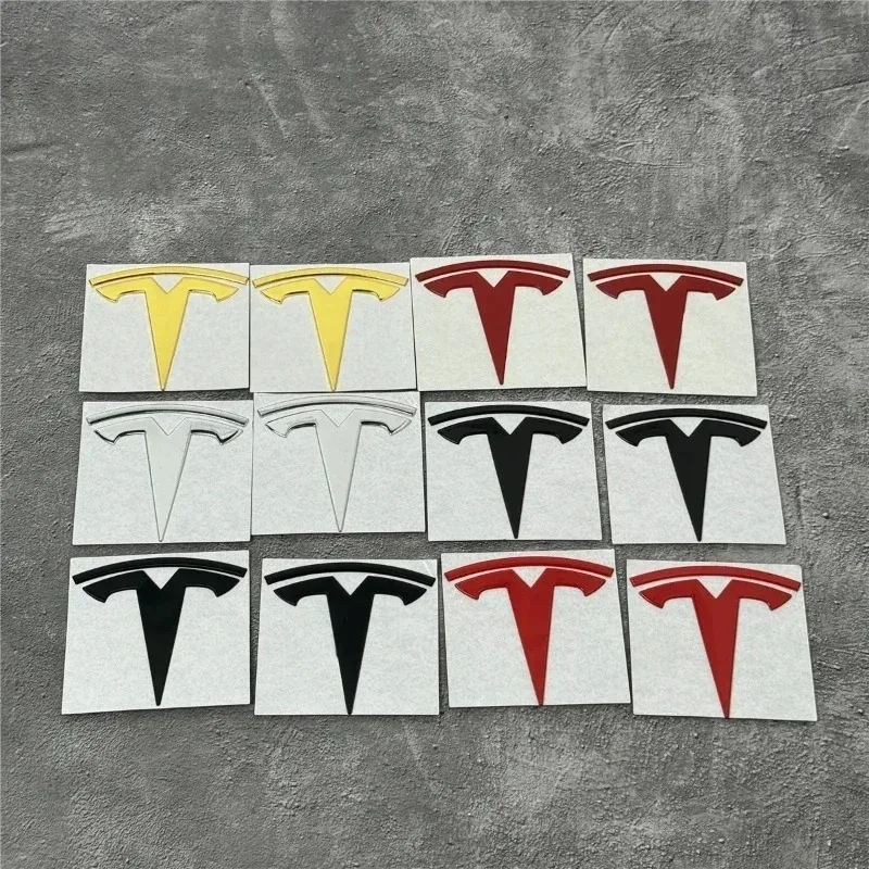 Front Bumper or Rear Trunk Logo for Tesla Replacement Kit Model 3/Y - Metal Blackened Logo Emblem Car Exterior Decoration Parts