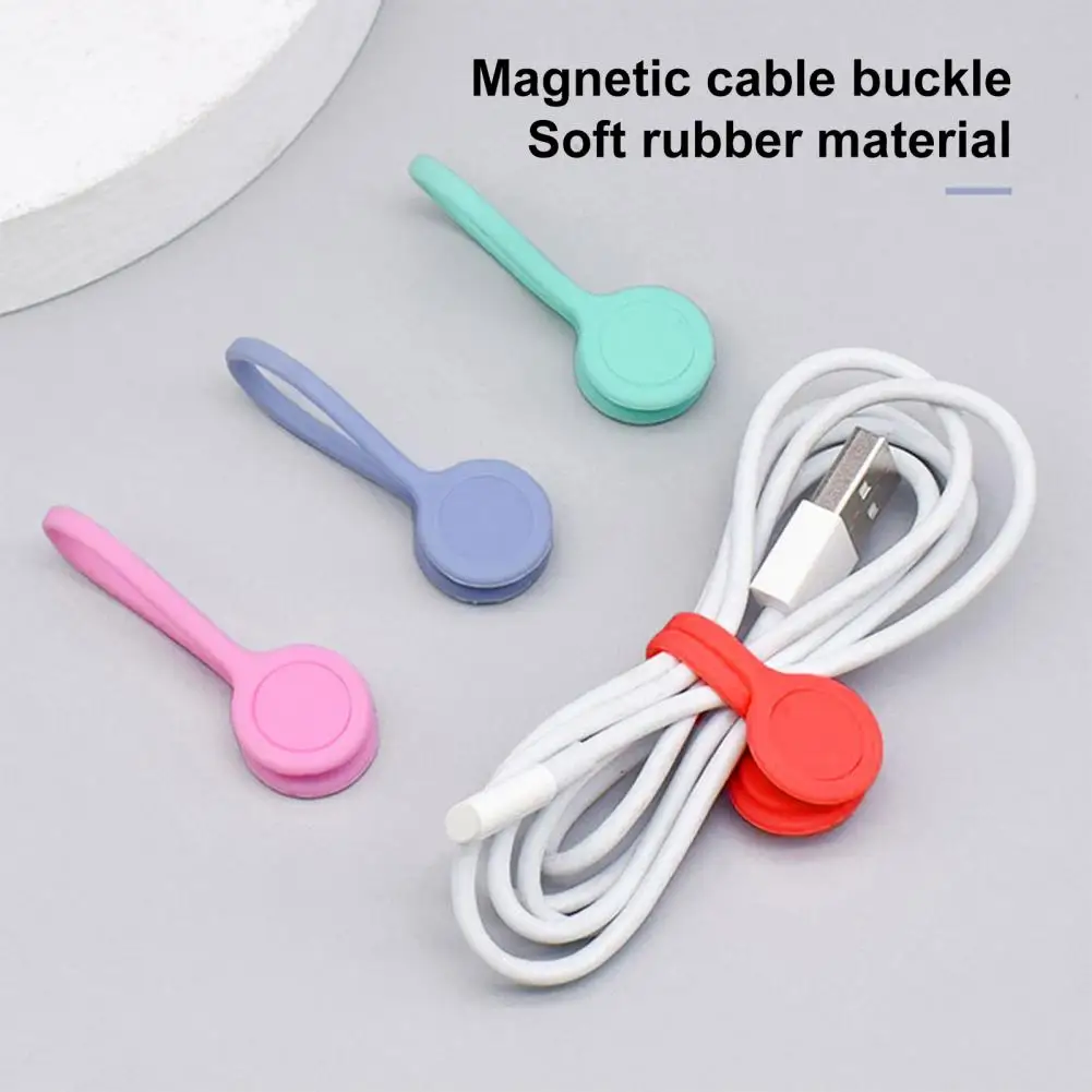 Portable Magnet Buckle Cable Organizer Magnetic Cable Management Buckle Adjustable Magnetic Cable Clips Elastic for Tangle-free