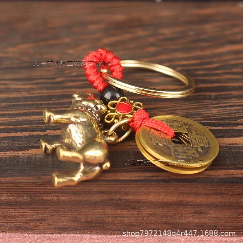 Brass Zodiac Dog French Bulldog Men and Women Necklace Pug Portable Small Accessories Car Keychain
