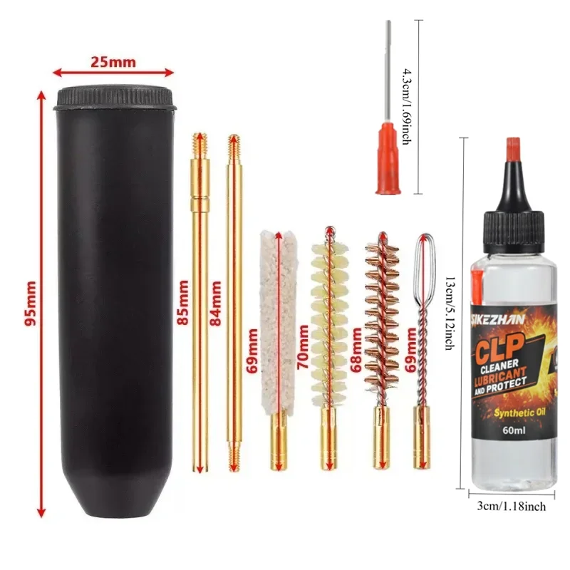 9mm.38.357 Kaliber Pistolen-Reinigungsset 8-teilig Tragbares Handfeuerwaffen-Reinigungswerkzeug-Set mit Stäben und Bürsten Taschenformat Waffenpflege-Kit – Detail 6