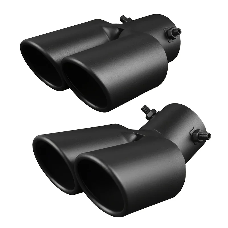 Black Stainless Steel Dual Outlet Slanted Exhaust Nozzle for Automobile Tail Double Pipe