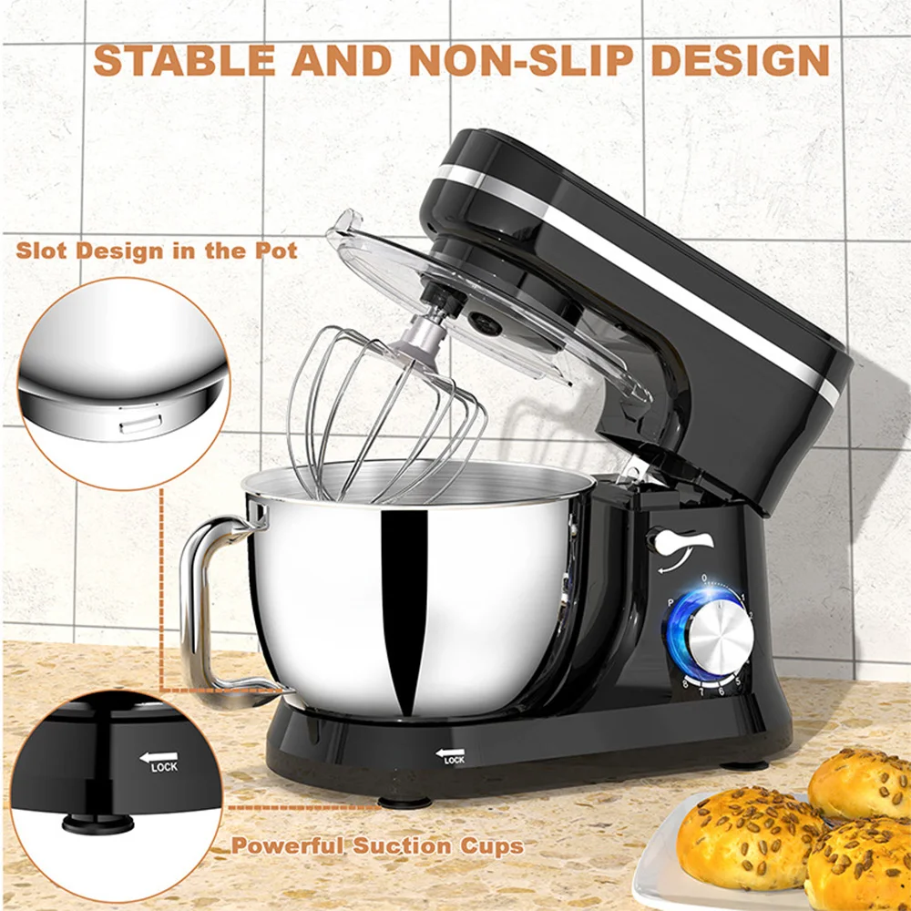 

380W Kitchen Electric Stand Mixer with 4Qt Mixing Bowl and 3 Attachments 8 Speed Household Tilt Head Dough Cake Baking Mixer