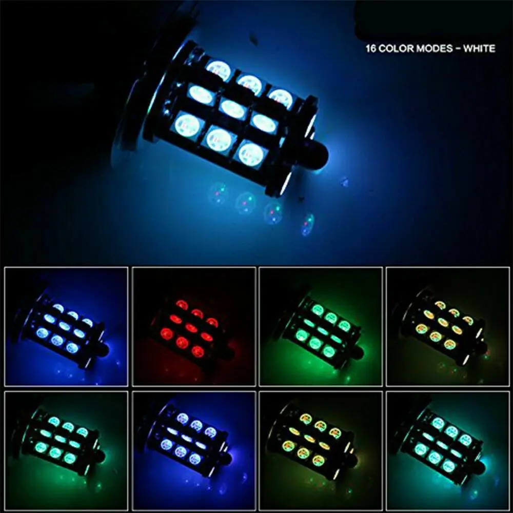 2Pcs Car Fog Light LED 5050 RGB Multi-Color H4 H7 27SMD Fog Light Bulbs With Remote Control MO Car Accessories