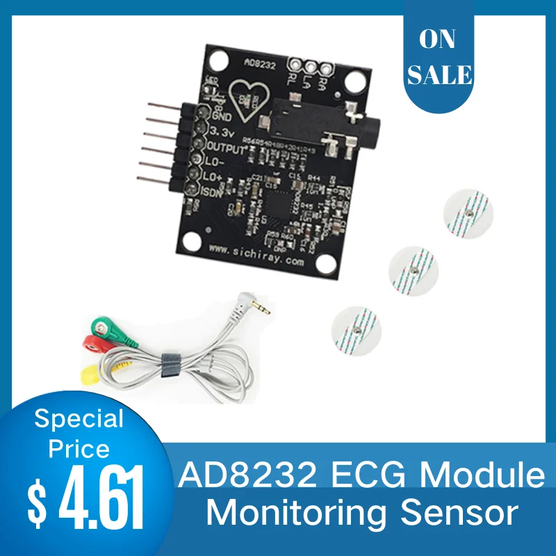 Biosensor Biometrics Health EKG Signal AD8232 ECG Module For Arduino Heart Rate Pulse Sensor Measurement HRV Monitoring