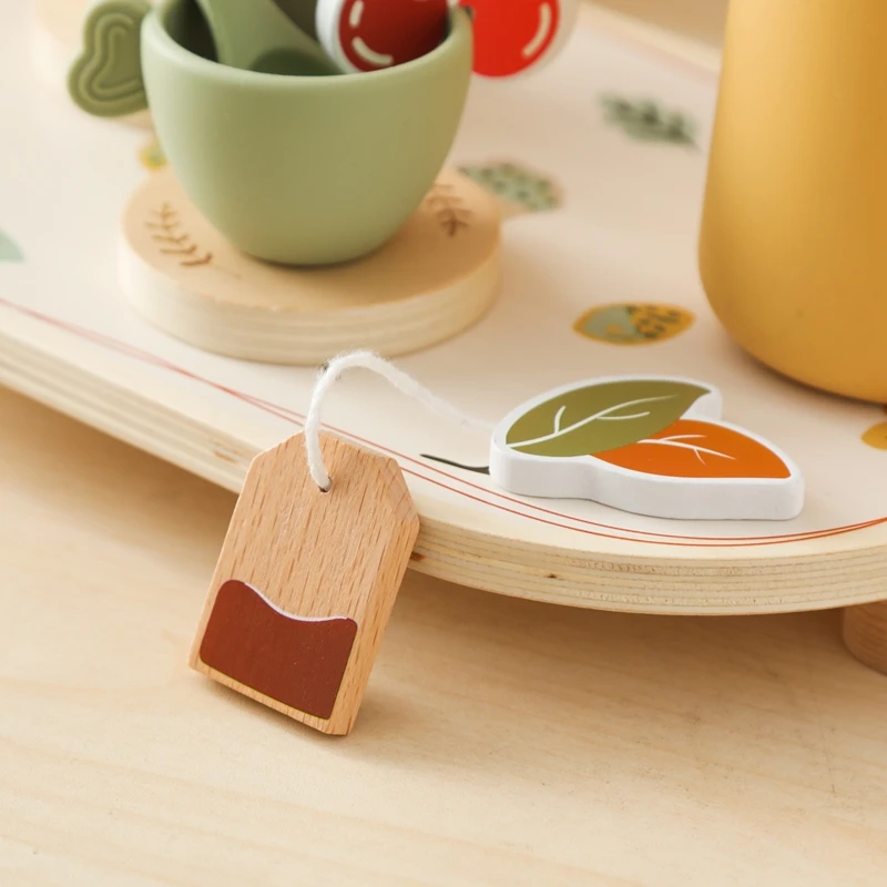 Baby Holz Montessori Spielzeug Silikon Tassen Holz teller Tabletts Dessert Modell spielen Haus Nachmittags tee Set Kinder Puzzle Spielzeug Geschenk – Detail 23