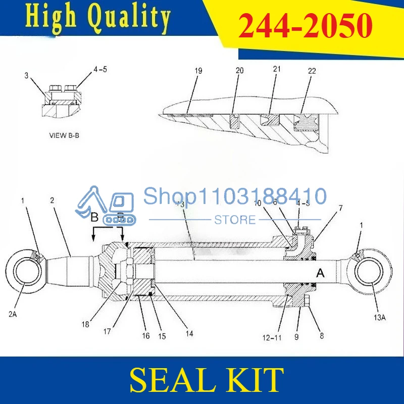 

HIGH QUALITYHYDRAULIC SEAL KIT CA2442050 244-2050 2442050 FOR CAT TRACK-TYPE TRACTOR D8R D8R II D8T