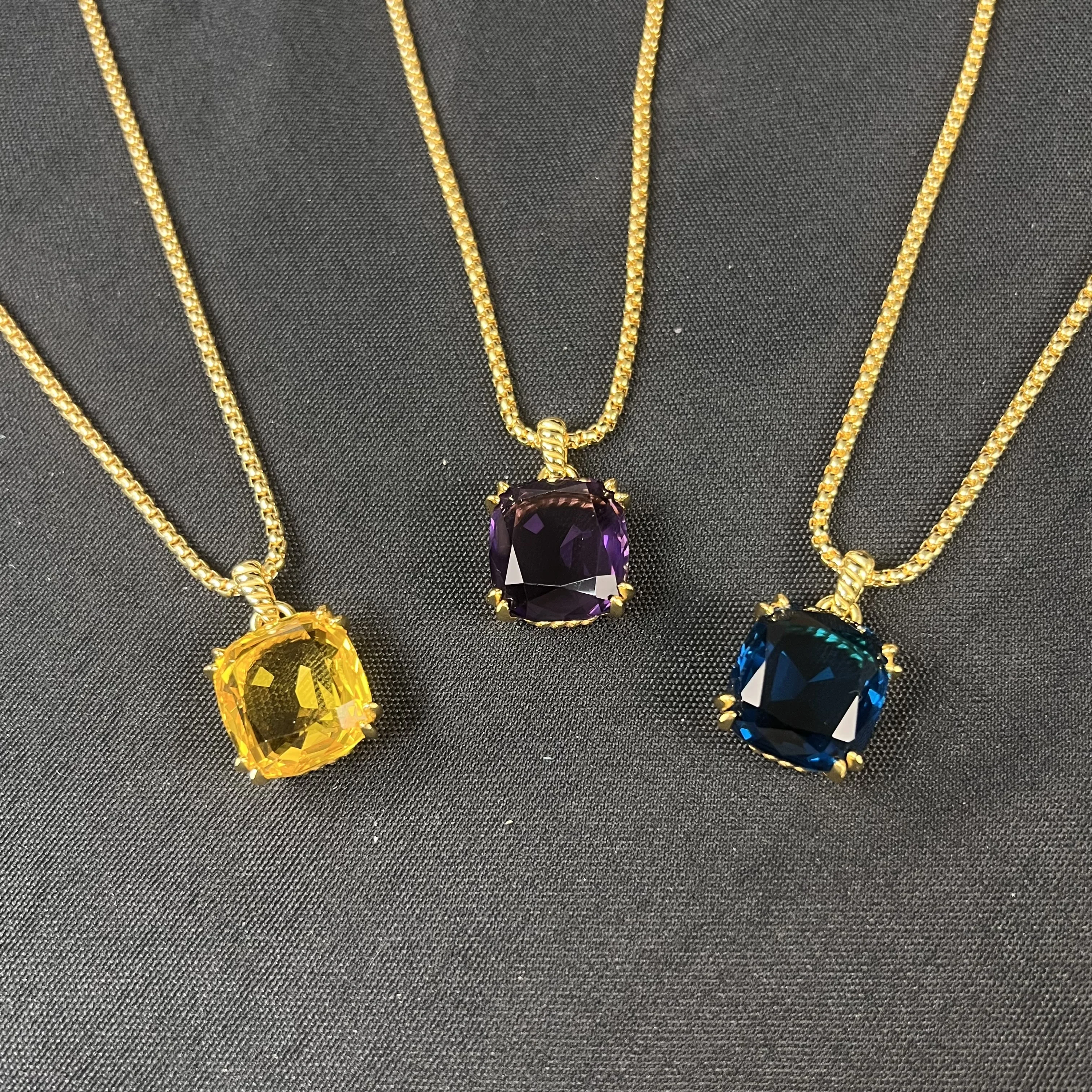 

S925 sterling silver 2025 new 22mm gold crystal Marbella necklace neutral fashion trend retro simple personality luxury jewelry