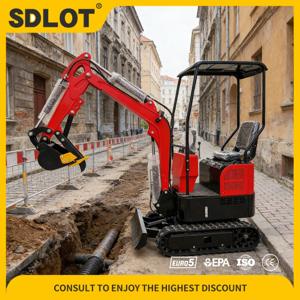 Customized 1.2 Ton Mini Excavator 1200kg Small Crawler Excavator Compact Hydraulic Mini Digger for Municipal Pipeline Trenching