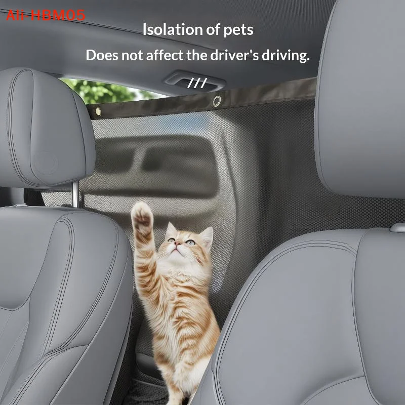 (HB05)Car Pet Barrier Net Dog Safety Isolation Net For Vehicles Universal Fit Breathable Mesh Pet Travel Barrier For Back Seat