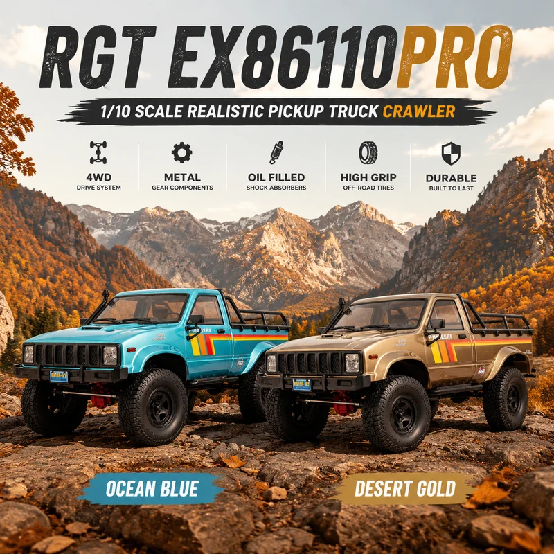 New ruitai RGT EX86110PRO 1/10 simulation pickup truck climbing car RC brushless off-road vehicle remote control car toy gift