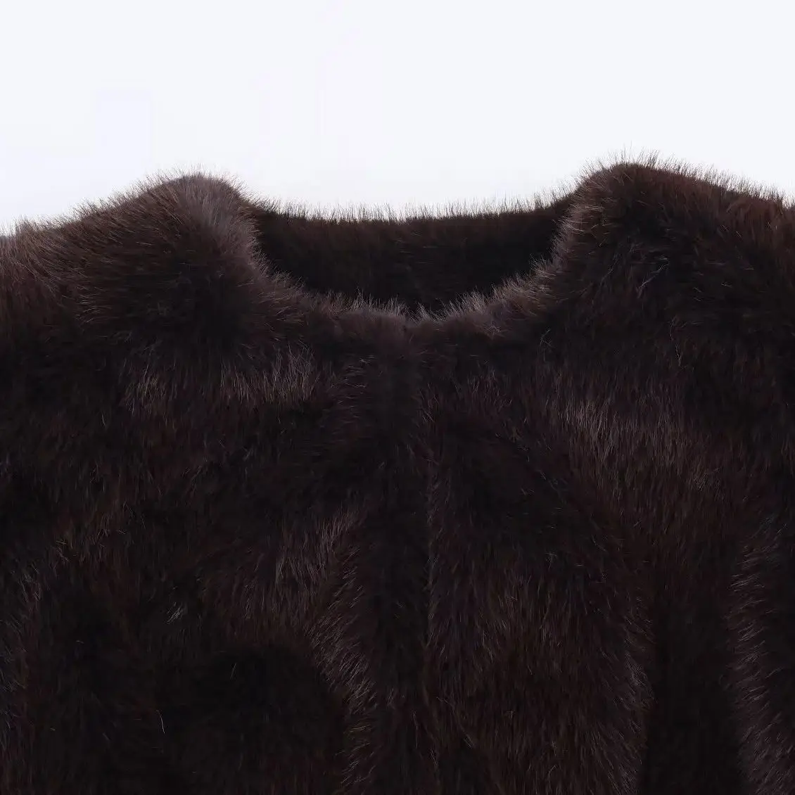 Diyigwoman outono 2025 nova moda curto efeito de pele sintética casaco chique em torno do pescoço manga curta casaco outerwear mujer