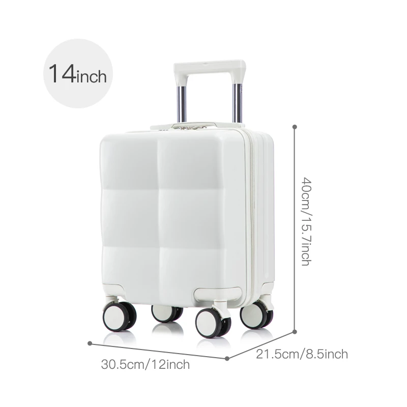 휴대폰 홀더가 있는 14인치 기내용 여행가방 짧은 여행을 위한 소형 휴대용 여행가방 회전 바퀴가 있는 경량형