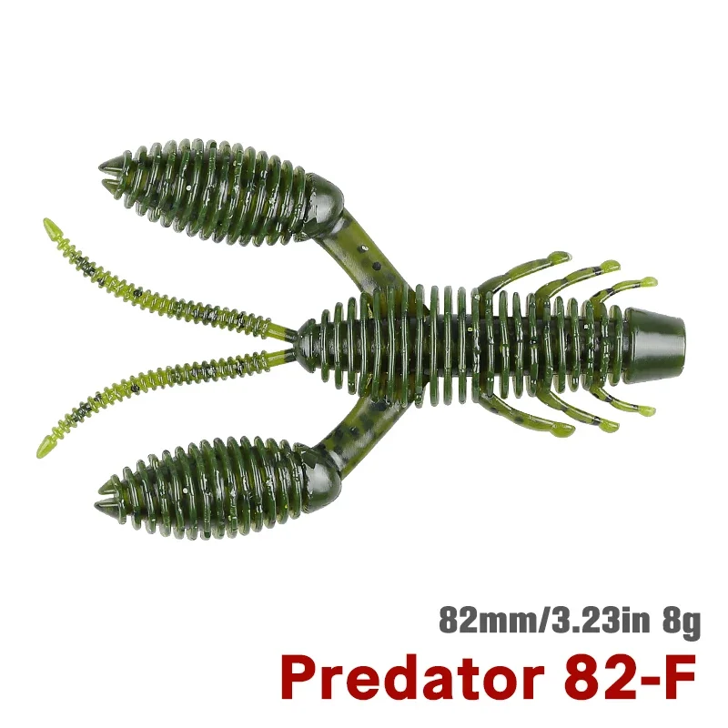 TSURINOYA PREDATOR 3.23in 6pcs Balg Klauw Garnalen Worm Vissen Lokken Kunstmatige Siliconen Zacht Aas Bass Baars Geen Sinker Rig Lokken
