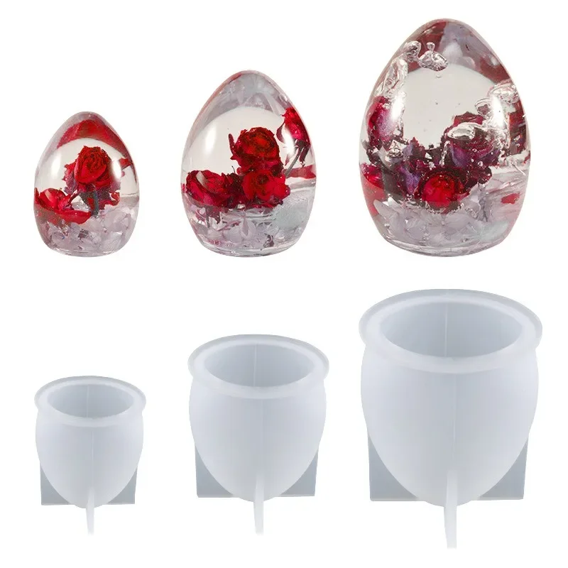 Egg Crystal Epoxy Resin Mold Easter Egg Concrete Plaster Molds Eggs Chocolate Pudding Candle Mousse Resin Making Tool