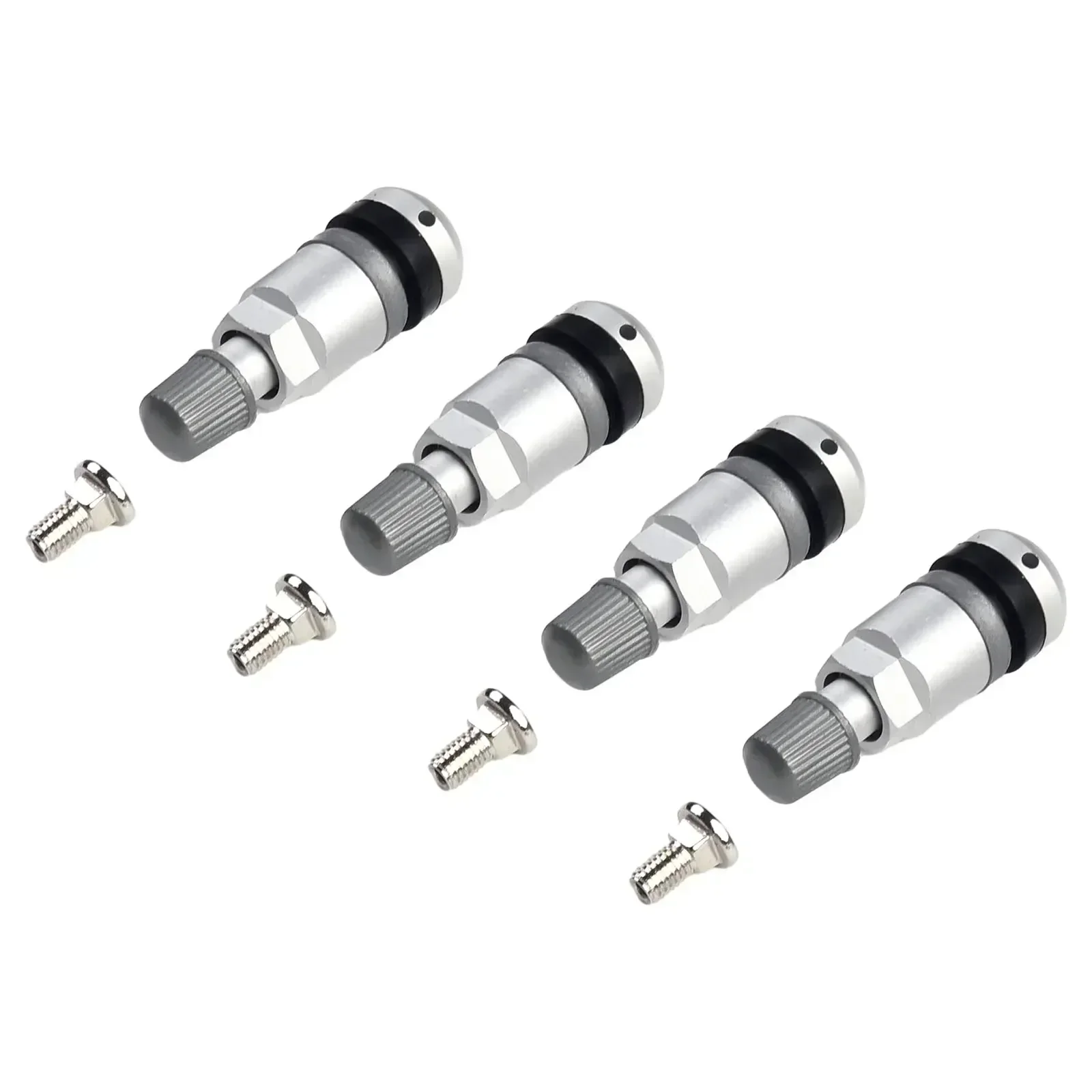 4pcs TPMS Tire Pressure Sensor Valve Stem Repair Kits For BMW- 5 Series Silver Metal Tire Pressure Sensor Wheels Car Accessories