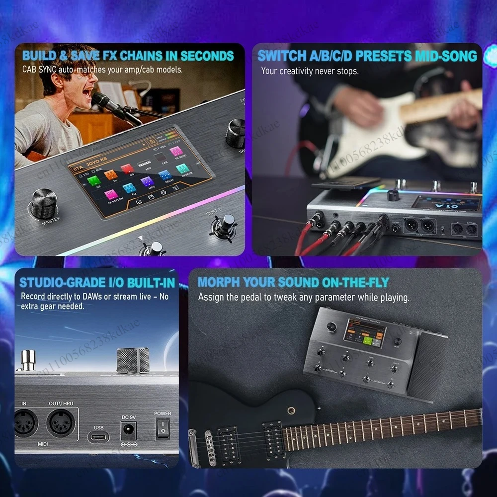 Guitar Bass IR Multi Effects Processor Cabinet Simulator With Expression Control Pedal For Music Creation
