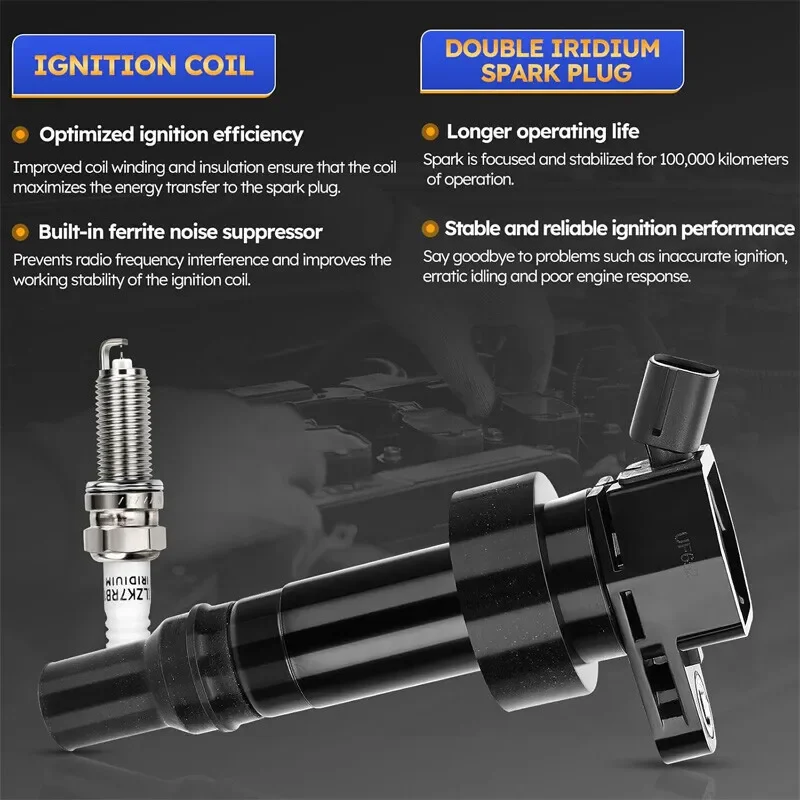 273012B100 6738304 GN10634 4pcs vela de ignição + 4pcs bobina de ignição para 2019-2020 Hyundai Accent Essential preferido final
