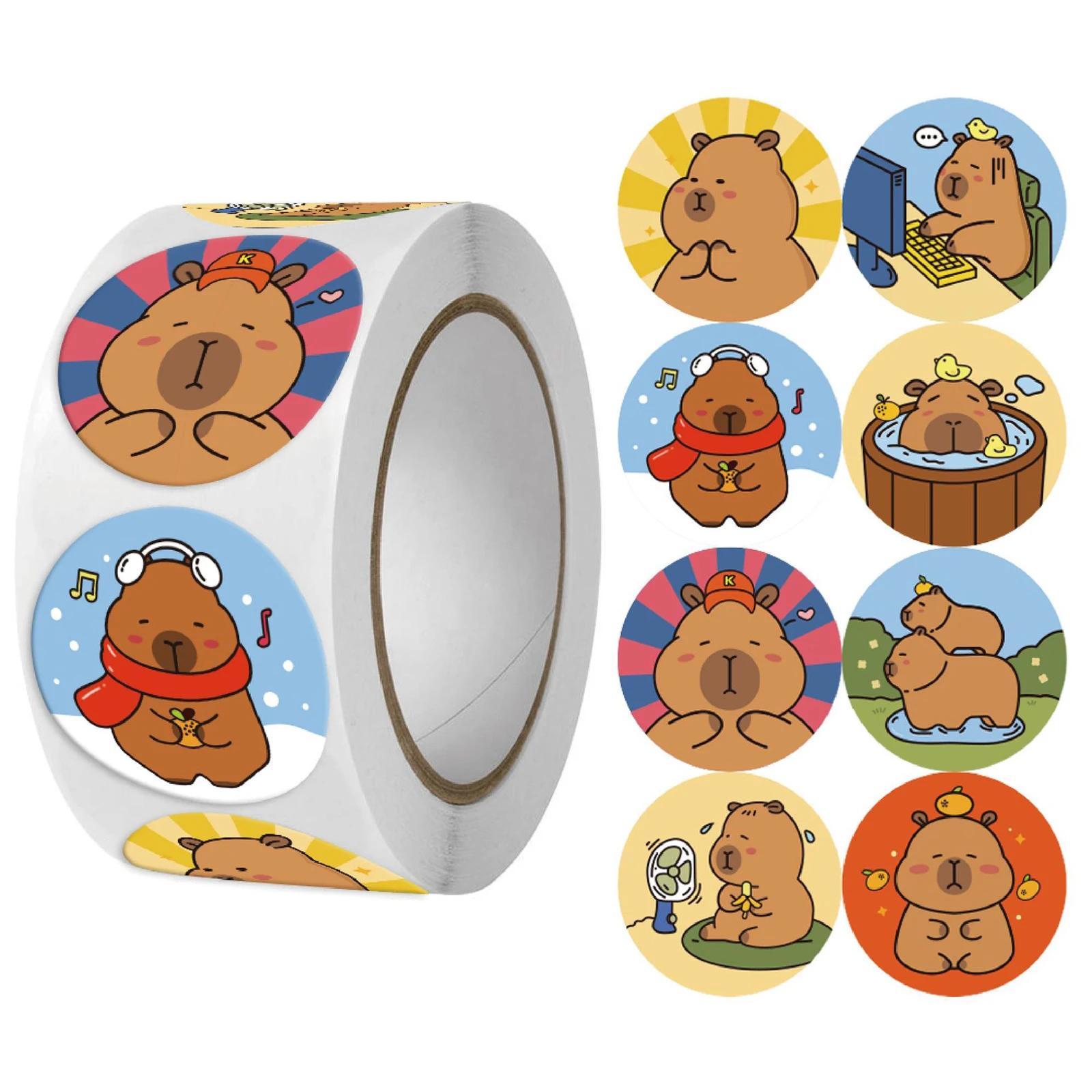 100-500pcs Capybara Thank You Sticker Cartoon Label Sealing Stationery DIY Decoration Scrapbooking School Supplies