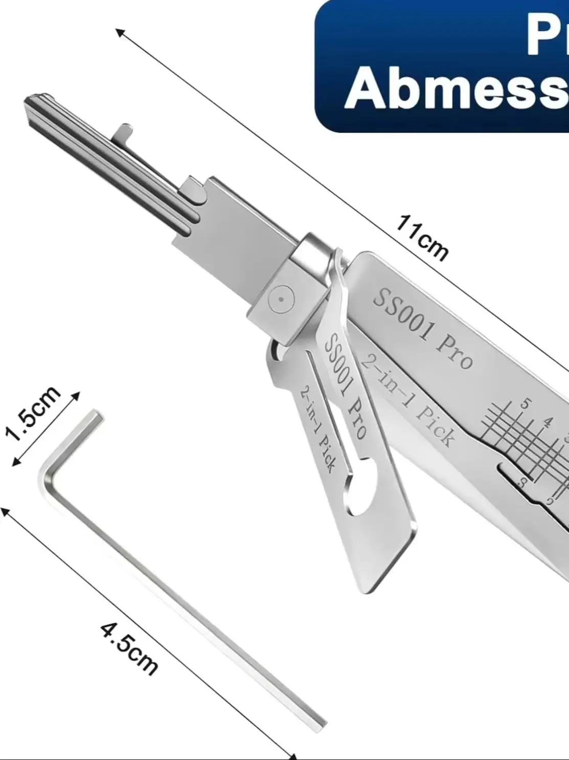 2-in-1 Edelstahl-Hauptschlüssel-Decoder S001 PRO für Zugangstüren und verschiedene Formen von Schlossöffner-Sets – Detail 5