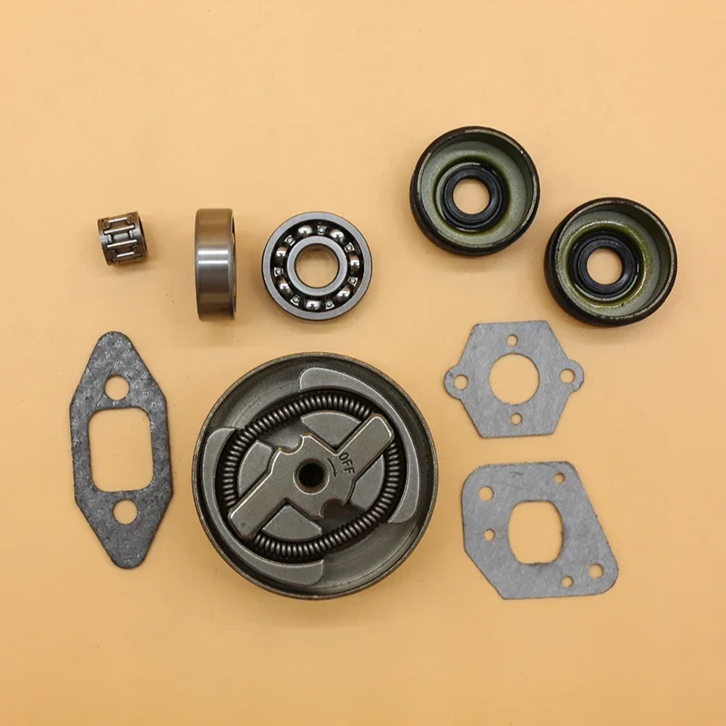 .325 Pitch 7T Clutch Drum Sprocket Rim Bearing Oil Seal Gaskets Kit For PARTNER 350 351 352 370 371 390 420 Chainsaw Parts