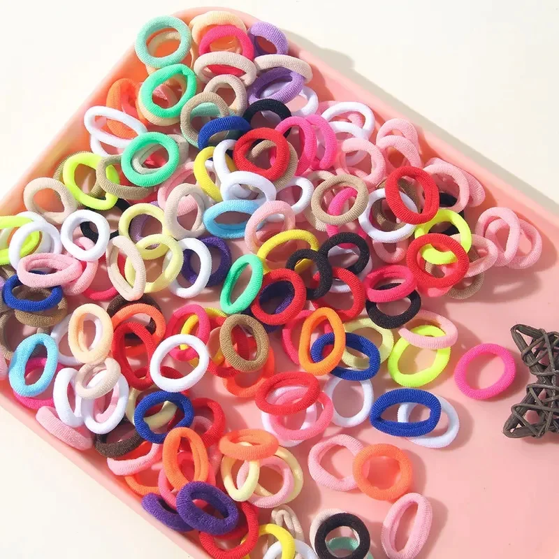 100-400Pcs Baby Girls Colorful Nylon Elastic Hairbands Ponytail Holder Small Hair Ropes Rubber Bands Hair Scrunchies Accessories