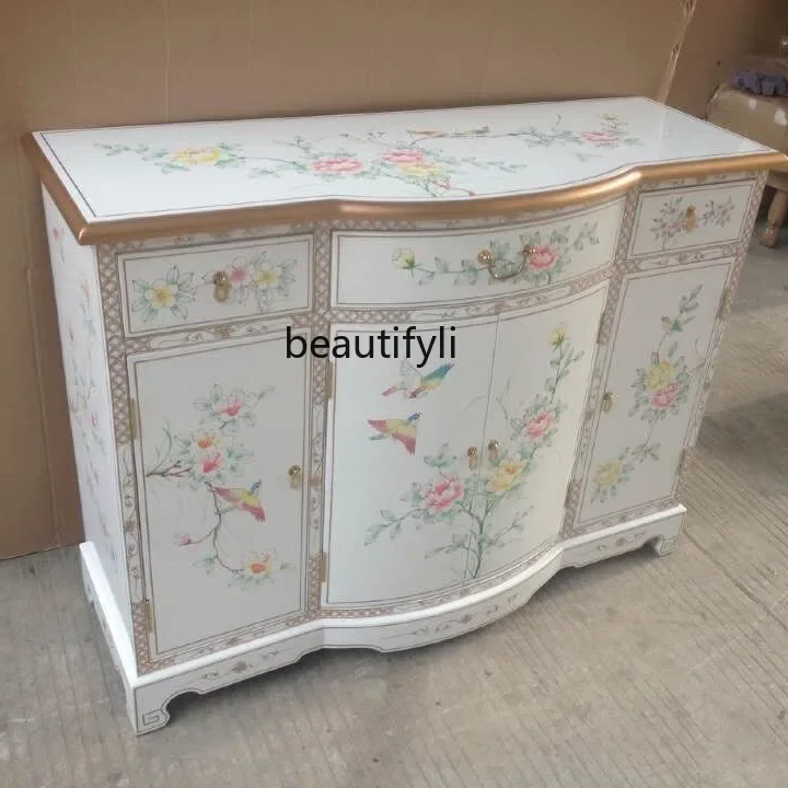 X Three buckets and four doors, porch cabinet painted furniture, door decoration, bright light, cabinet