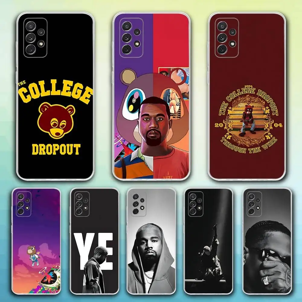 حافظة هاتف K-Kanye Rapper West Bully لهاتف سامسونج S30,23,21,22,20، FE lite، S10،9،8،7 PIus Note20 Ultra شفافة