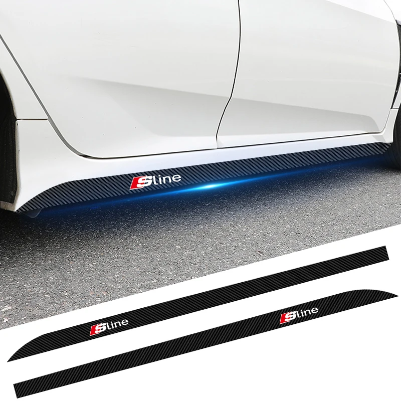 2 pegatinas 3D de fibra de carbono para faldones laterales de coche, emblemas para Audi S3 S5 S1 S4 S2 S6 RS3 RS4 RS5 RS6 RS8 B8 B6 TT A2 A3 A4 A5