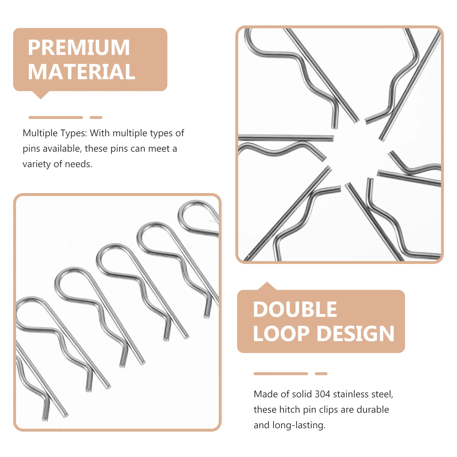 

20pcs Elastic Cotter Pins 1.6X32Mm Stainless Steel Spring Tension Pin For Trailer Mower Tractors Heavy Duty Retaining Wire