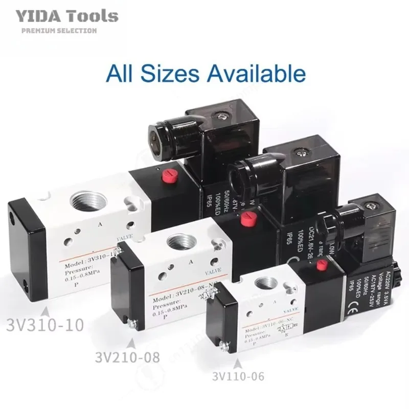 YIDA 3-Way 2-Position Pneumatic Control Valve Solenoid Valve 3V110-06 3V210-08 3V310-10 3V410-15 Pneumatic Parts