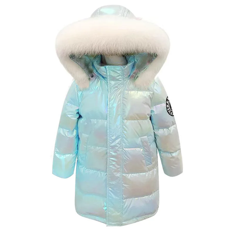 YBFSKID Russian Winter Children Down Jacket Faux Fur Sticker Plus Velvet Little Girl Parkas Shinny Thicken Junior Girl Outerwear - view 5