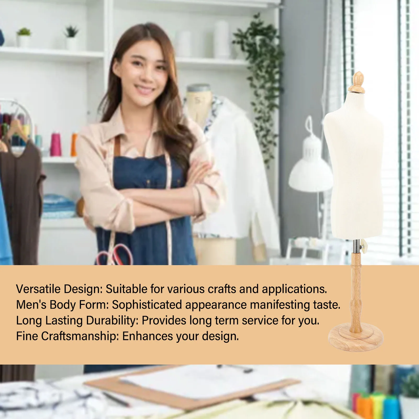 Male Body Dress Form with Stand Teaching Mannequin Torso Fixable Elegant Versatile Dress Model for Display Design Sewing