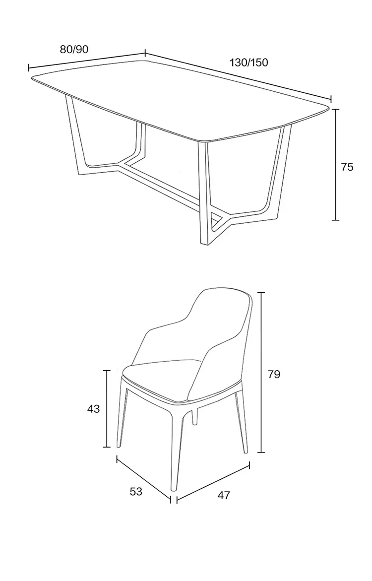 

Hot Sales Nordic Marble Dining Table Modern Simple Small Flat Rectangular Solid Wood Dining Table And Chair Combination 6 People