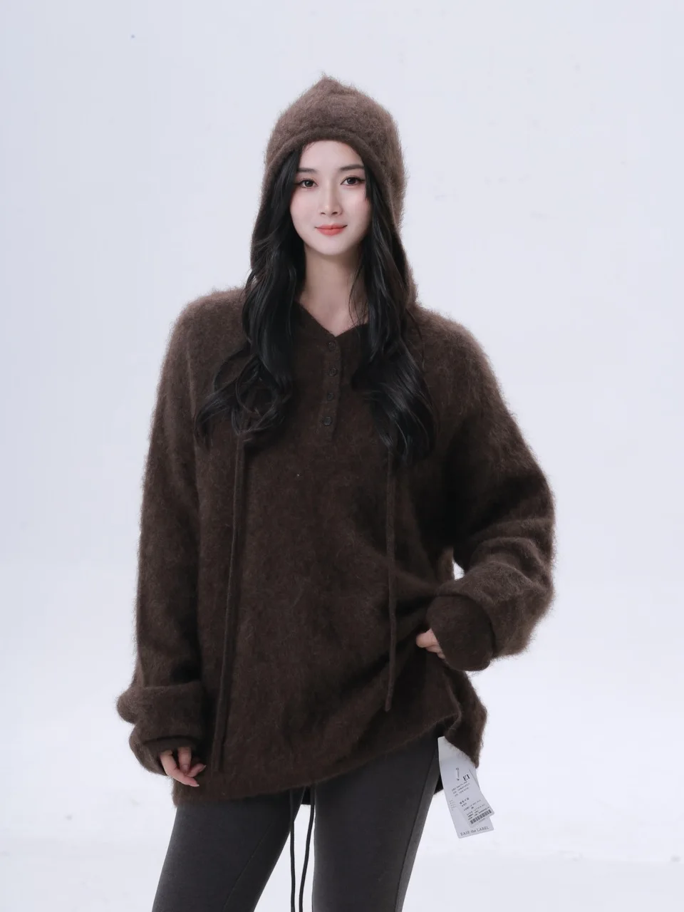 

Свободный вязаный свитер из коровьей шерсти для женщин: повседневный, уютный, зимний, модный, без этикетки, в стиле Lazy Sle