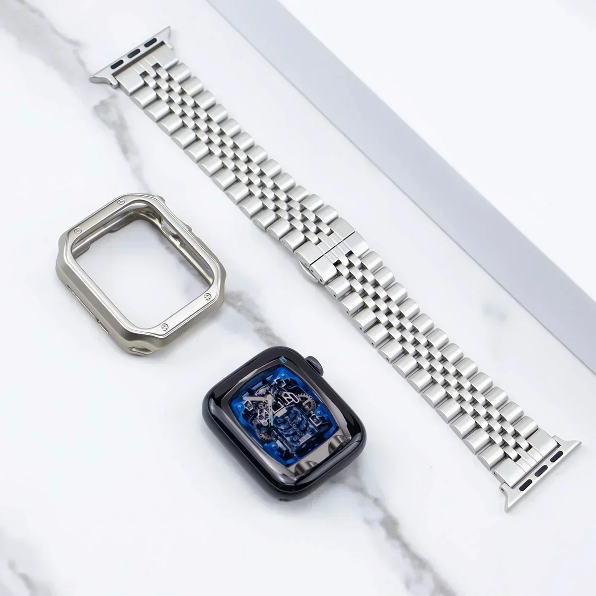 Stainless Steel Strap+Case for Apple Watch 38mm 42mm 40mm 44mm 41mm 45mm Metal Band for iWatch Series9 8 7 6 SE 5 4 3 2 1 Correa