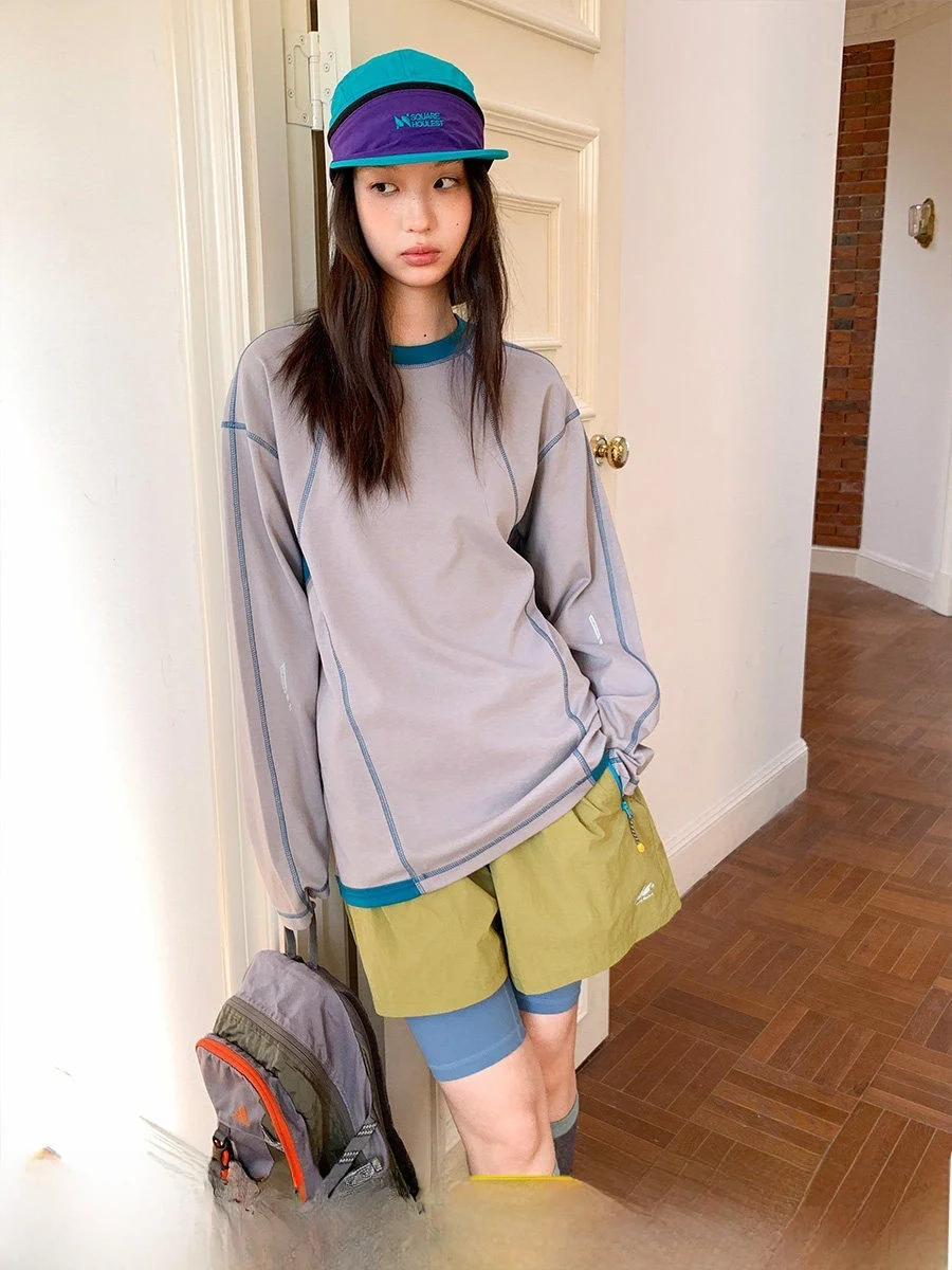

Square Houlest Spring Outdoor Color Block Sports Quick Dry Long Sleeve round Neck T-Shirt Women's Base Layer Casual Style Cot...