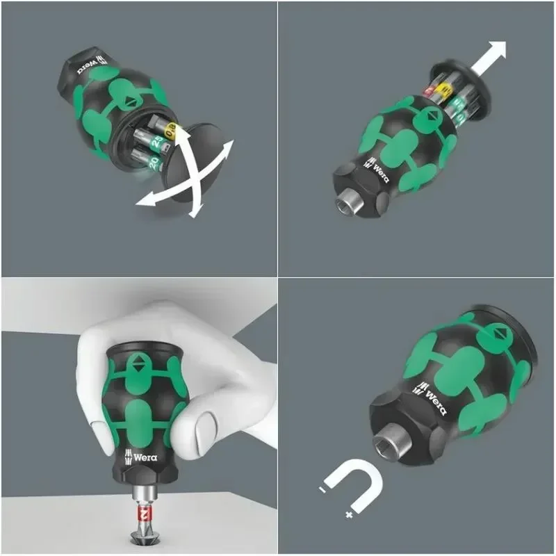 Wera Kraftform Kompakt Stubby with SL/PH/TX Bit Storage 4.5’ 108Grams Storage Stubby Pop-up Bit Holder 05008873001