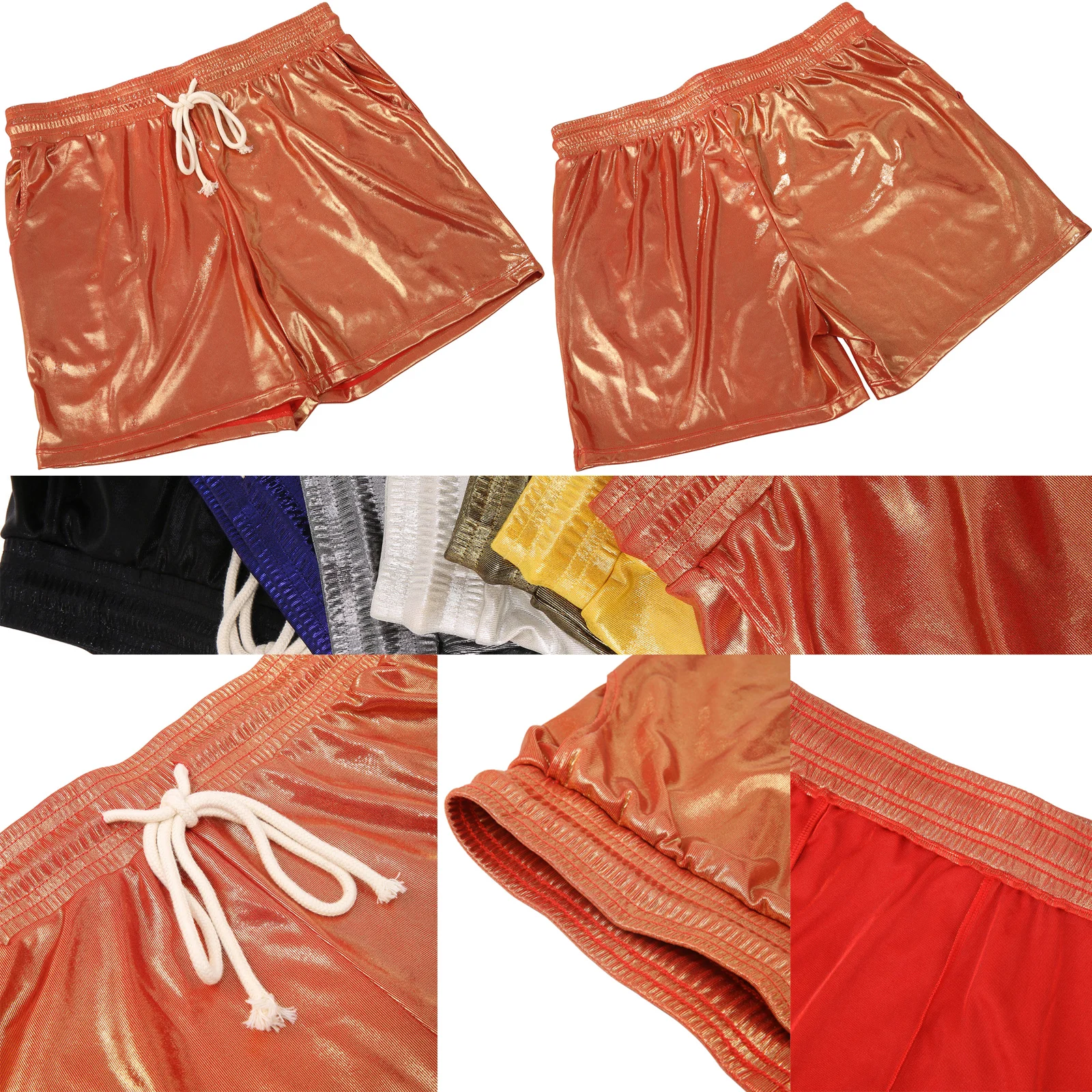 Men's Sexy Shiny Beach Brazilian Panties Gloss Lingerie Glossy Adjustable Boxer Shorts Loose loungewear Nightclub Men Costume