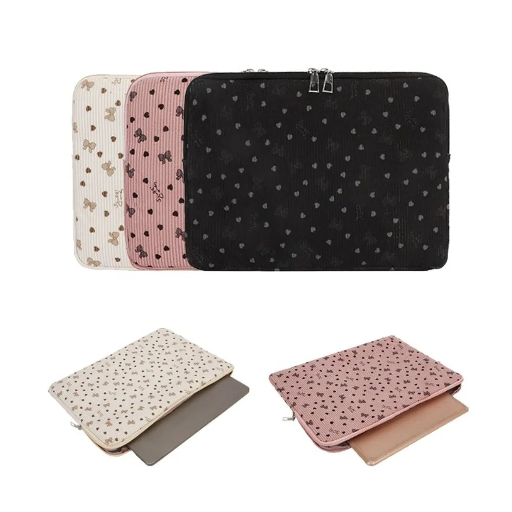 New Corduroy Laptop Case Protective Shockproof Laptop Sleeve Lightweight Flower Print Tablet Case Travel