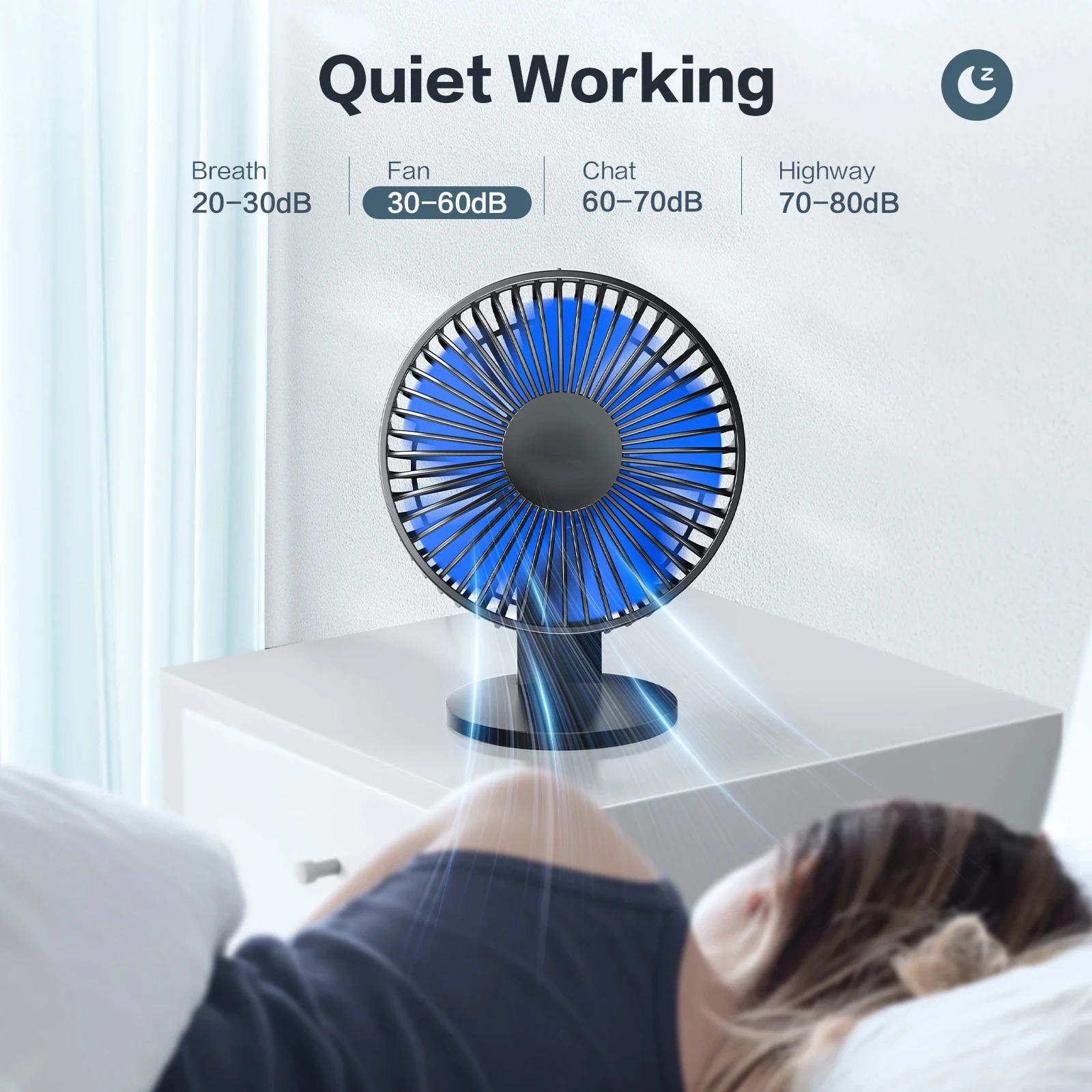 Small Desk Fan, USB Fan with Strong , 4 Speeds Portable Desktop Table Fan, Adjustment Personal Mini Fan, Quiet