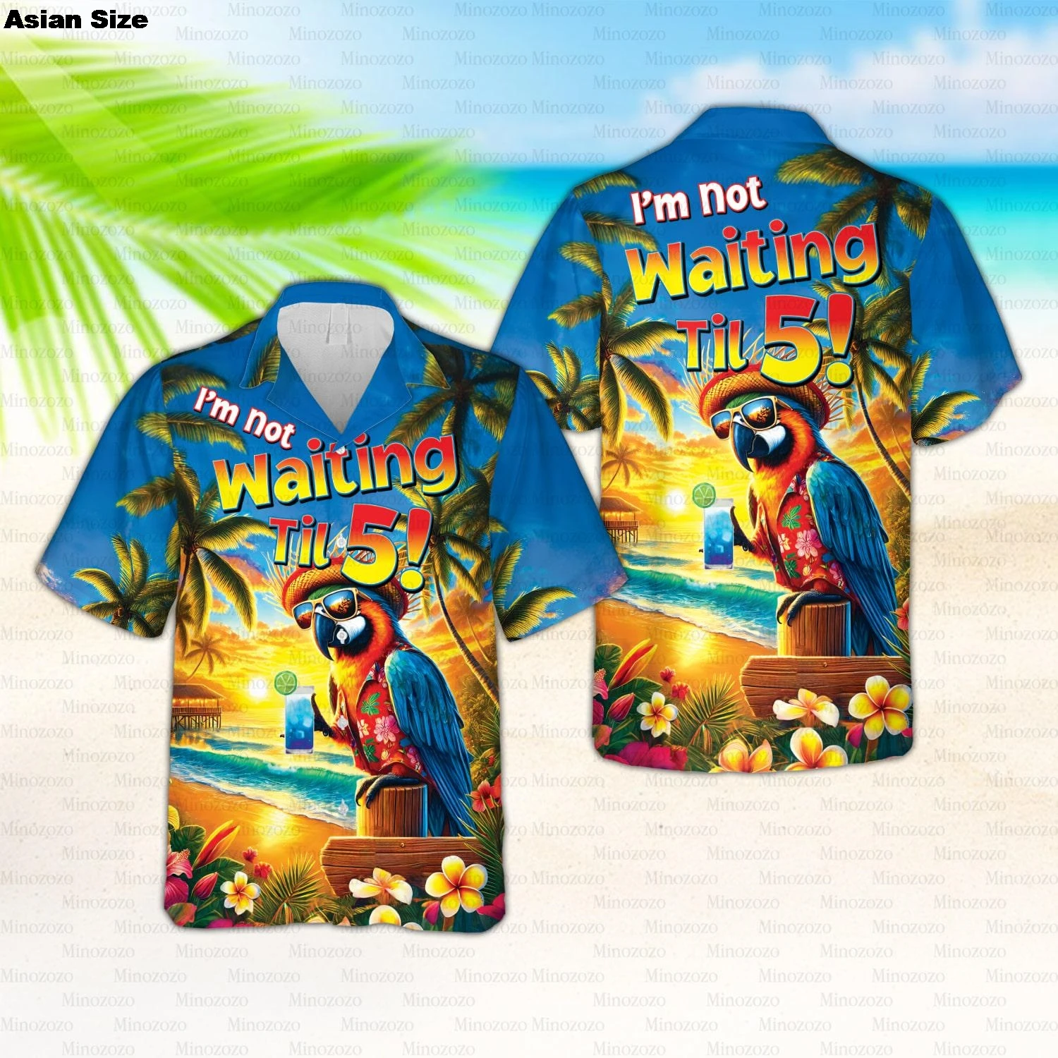 2025 New Men's Hawaiian Shirt Men's Short Sleeve Shirt Summer Casual Hawaiian Vacation Parrot Print Lapel Short Sleeve Shirt