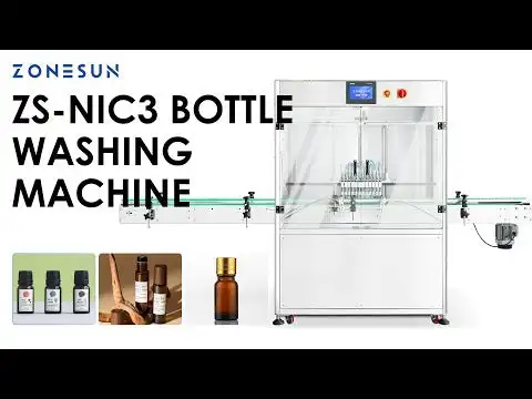 ZONESUN ZS-NIC3 Máquina de limpieza de botellas de enjuague de aire de 12 cabezales Lavadora de botellas de iones negativos