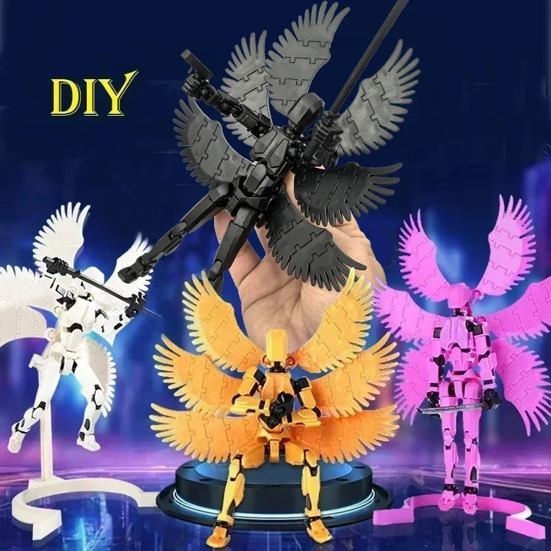 Lucky 13 Figure Toys Dummy 3D Printed six Winged Angel Movable Shapeshift Robot Action Model DIY Mannequin Decompress Boy Gift