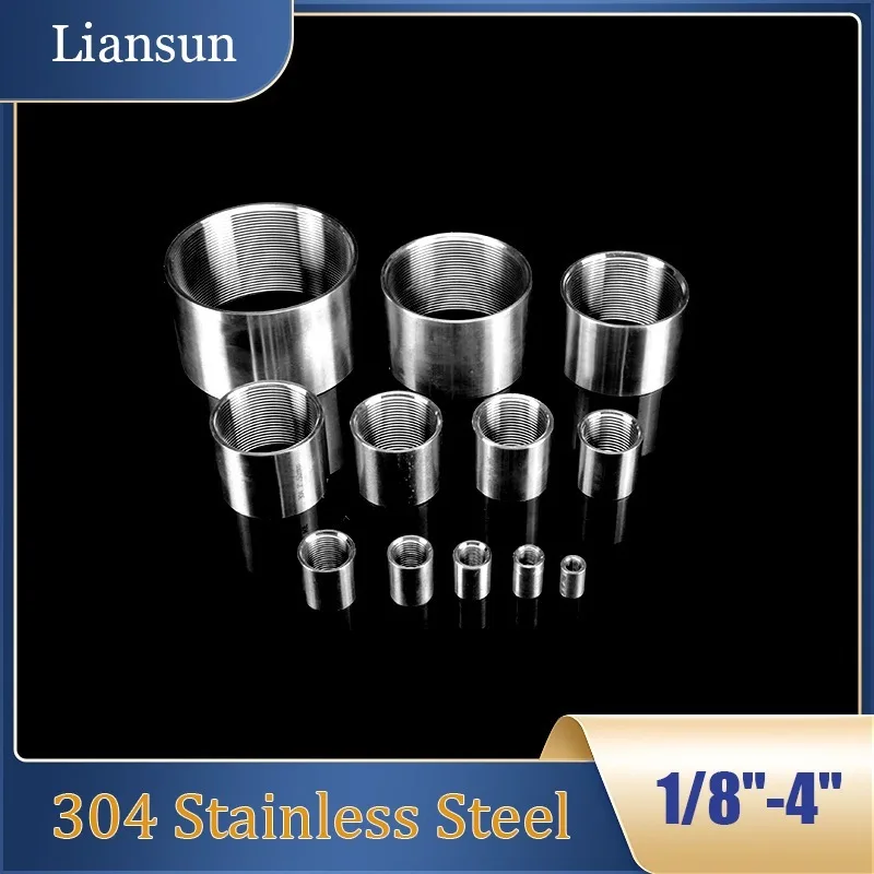 

1I8" to 4" 304 Stainless Steel Connector - Seamless Full-Thread, Female-Female CNC Pressure-Resistant Pipe Joint