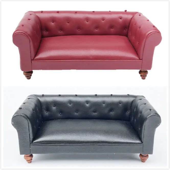 1/12 مقياس على الطراز الفيكتوري أريكة جلدية مصغرة دمية الأثاث لعب ل Bjd Ob11