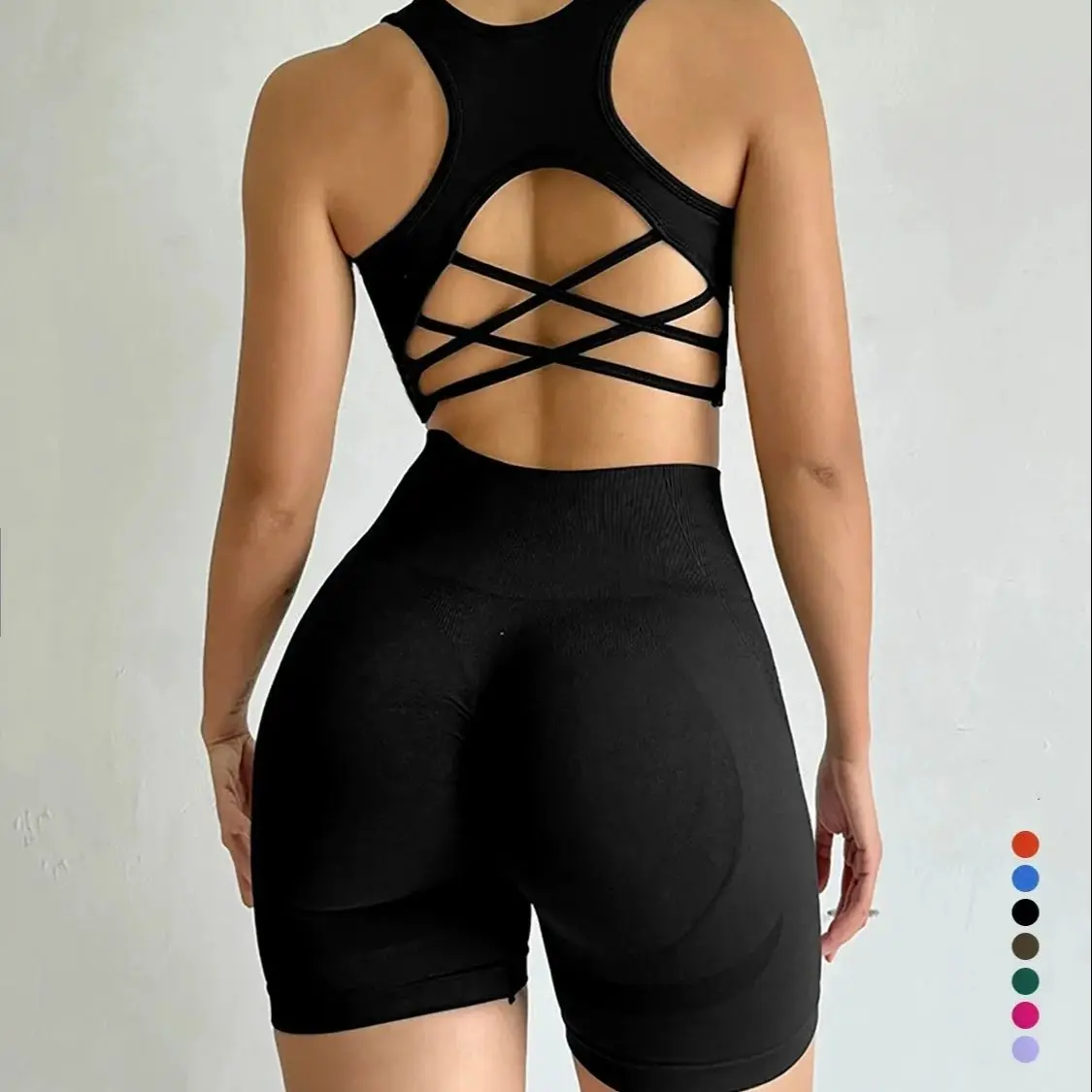

Seamless Yoga Suit Tank Top Shorts Pant Two-Piece Fitness Running Speed Dry Bra Sports Suit Women Fitness Workout Pant