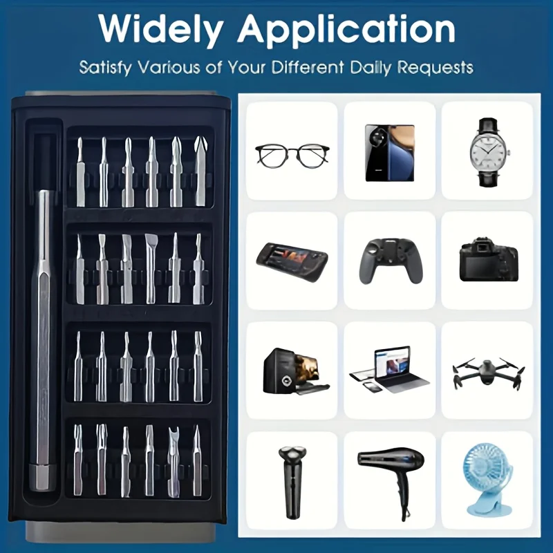 Portable 25-in-1 Multi-Bit Mini Screwdriver Set, Flat & Phillips Screwdriver Bits, Professional Precision Disassembly Tool for A