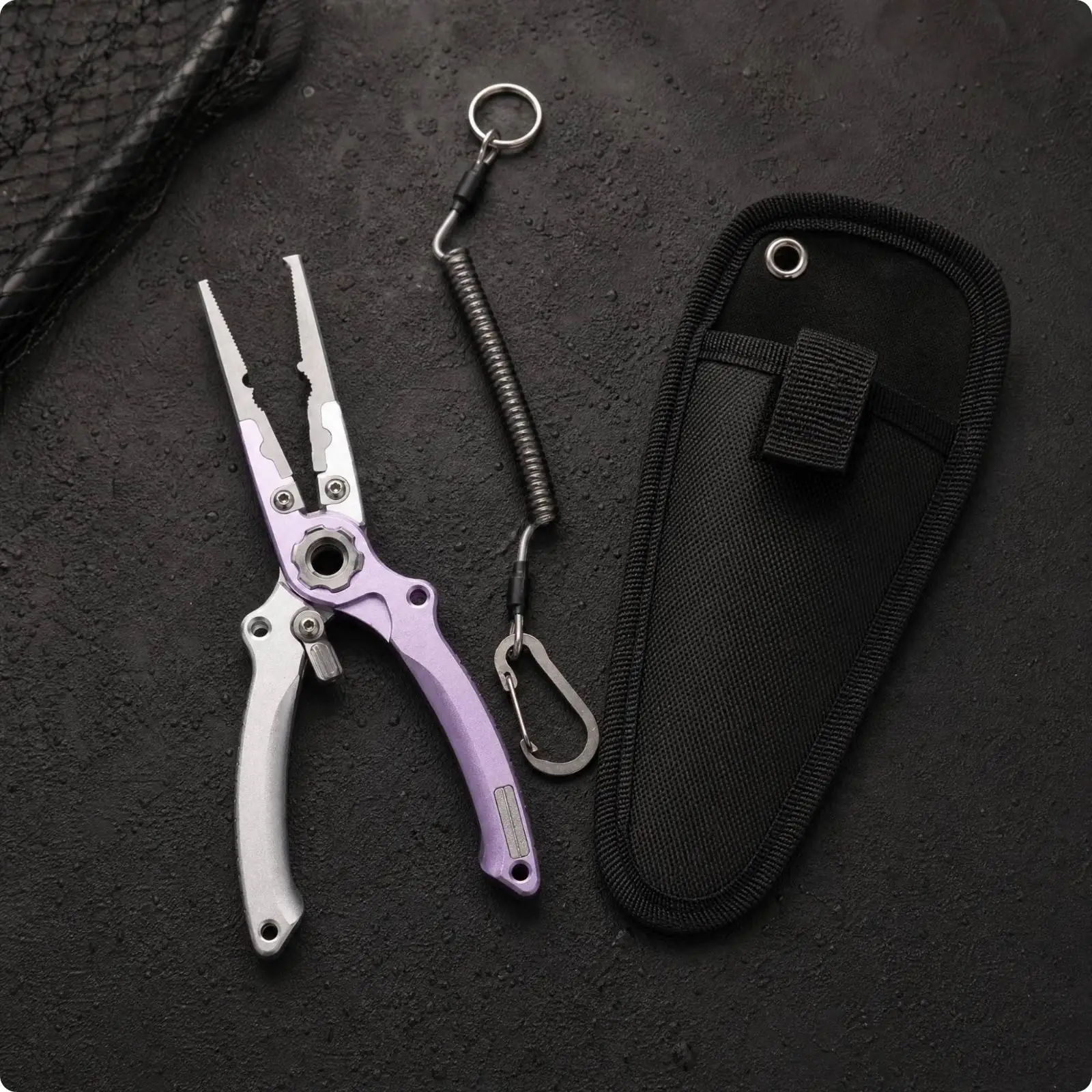 Portable Fishing Tool with Serrated Grips and Return Spring for Fishing Equipment Enthusiasts